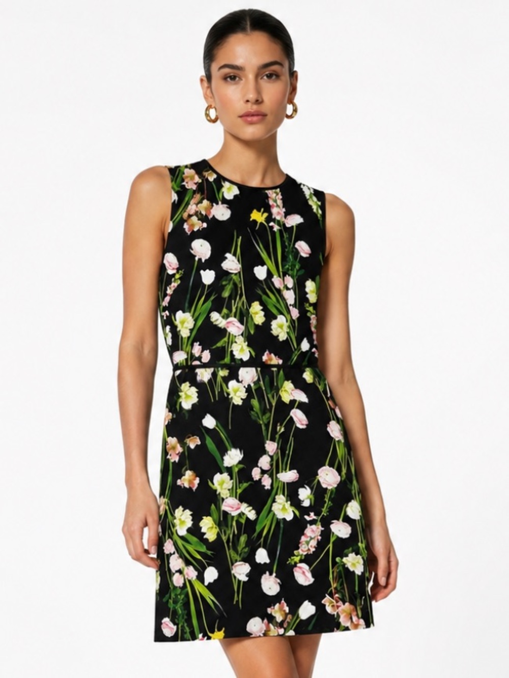 VICTORIA BECKHAM X TARGET Floral Sleeveless A-Line Dress in Black Size XS